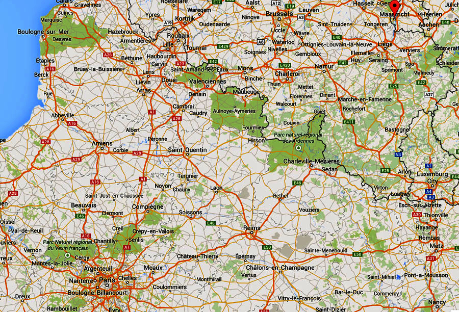 Map of Northern France and Belgium