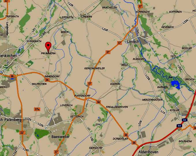 Map of Prummern to the Roer River